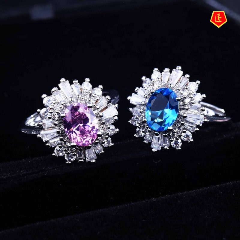 [Ready Stock]Fashion Personality Natural Sapphire Pink Diamond Ring