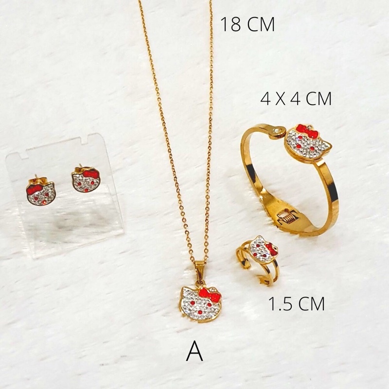 satu set perhiasan anak hello kitty titanium