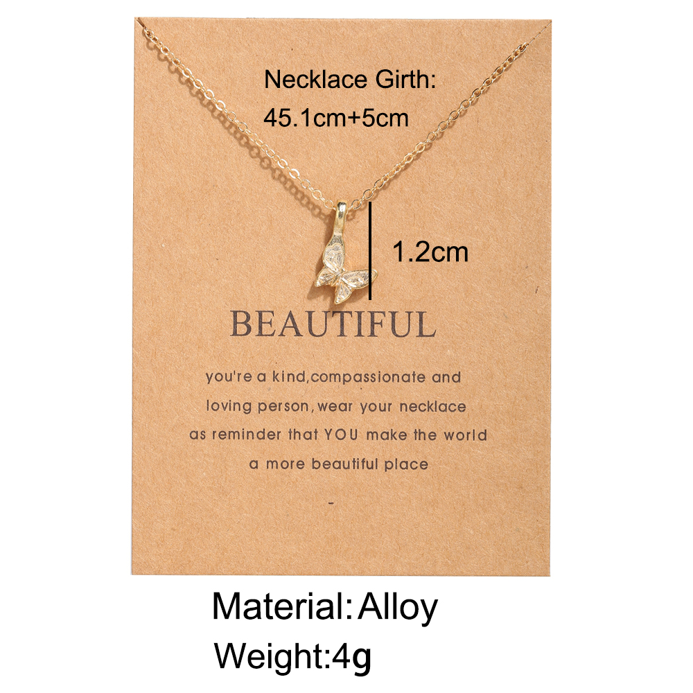 AY(CN) Simple Fashion Butterfly Necklace Choker Elegant Gold Chain Ring Shape Twist Pendant Jewelry Accessories Gift