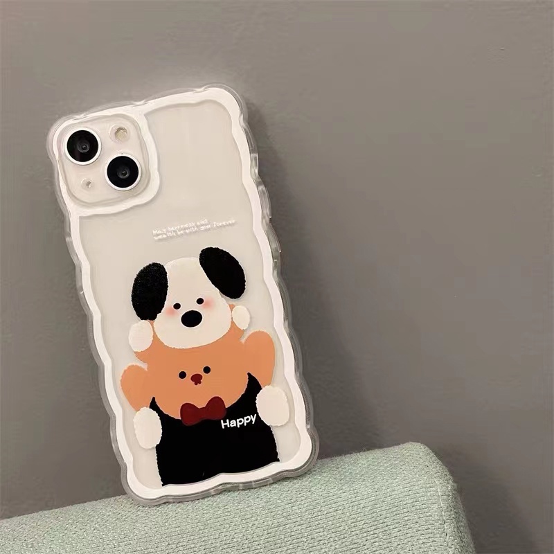 Soft Case Silikon TPU Transparan Motif Beruang Anjing Untuk IPhone 12 13 SE 2020 6 6S 7 8 Plus X XS XR 11 Pro Max