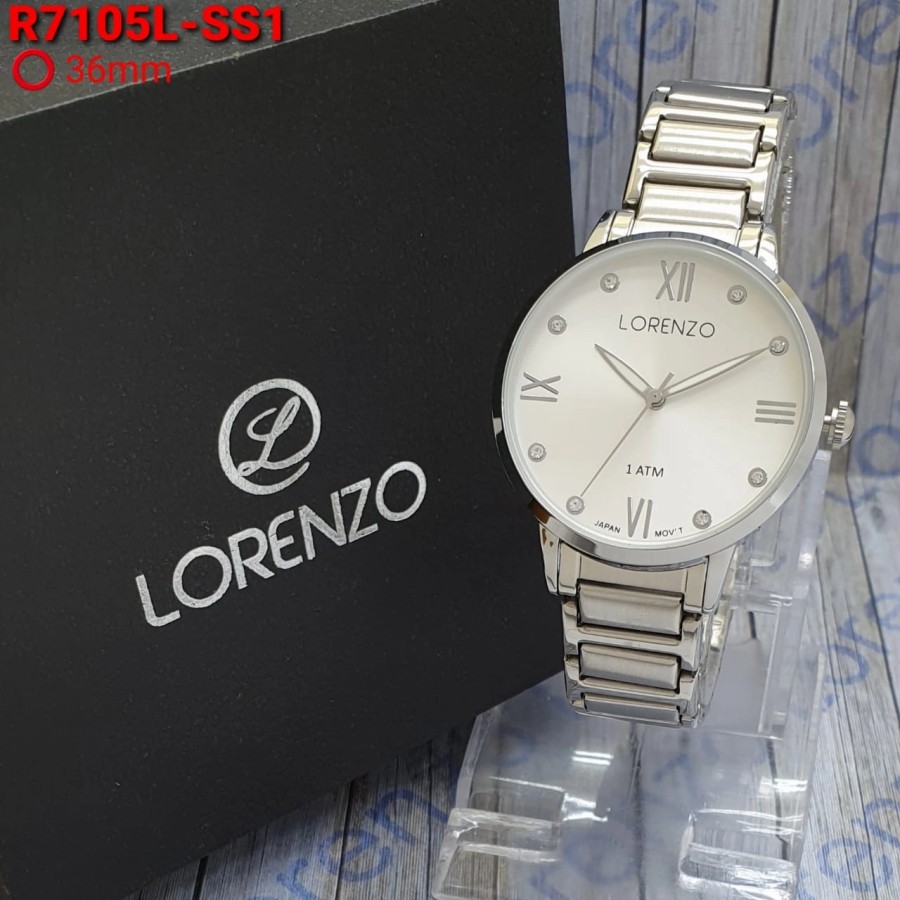 jam tangan wanita lorenzo 7105 original rantai stainless