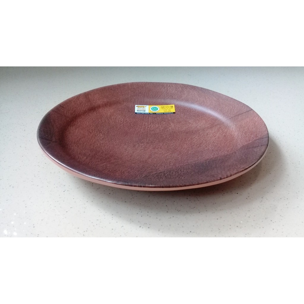 Piring Bulat Model Kayu 7" Klasik Melamine - Golden Dragon PST101-07