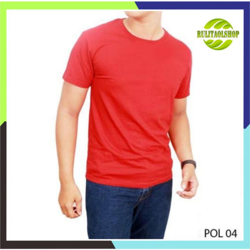 KAOS POLOS PRIA- KAOS POLOS MERAH CABE LENGAN PENDEK BAHAN TC