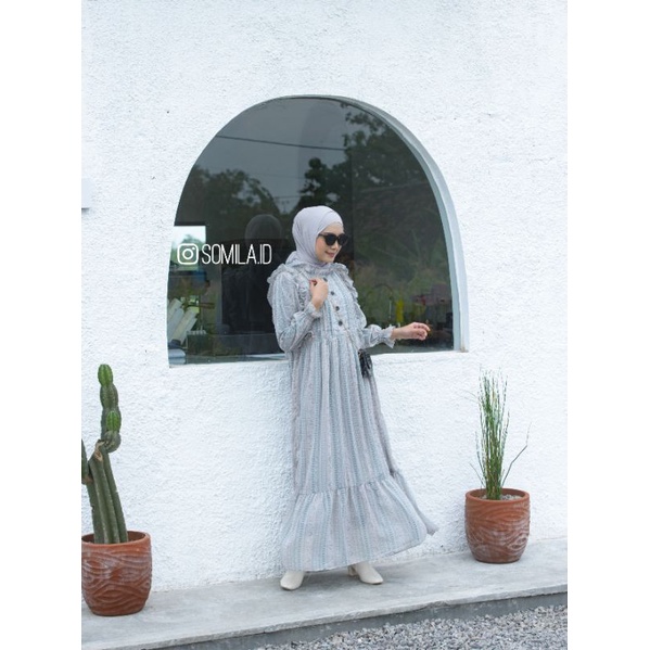 [SOMILA.ID] Etnic Maxi Dress Korea Vintage Outfit Kekinian Chic Shabby