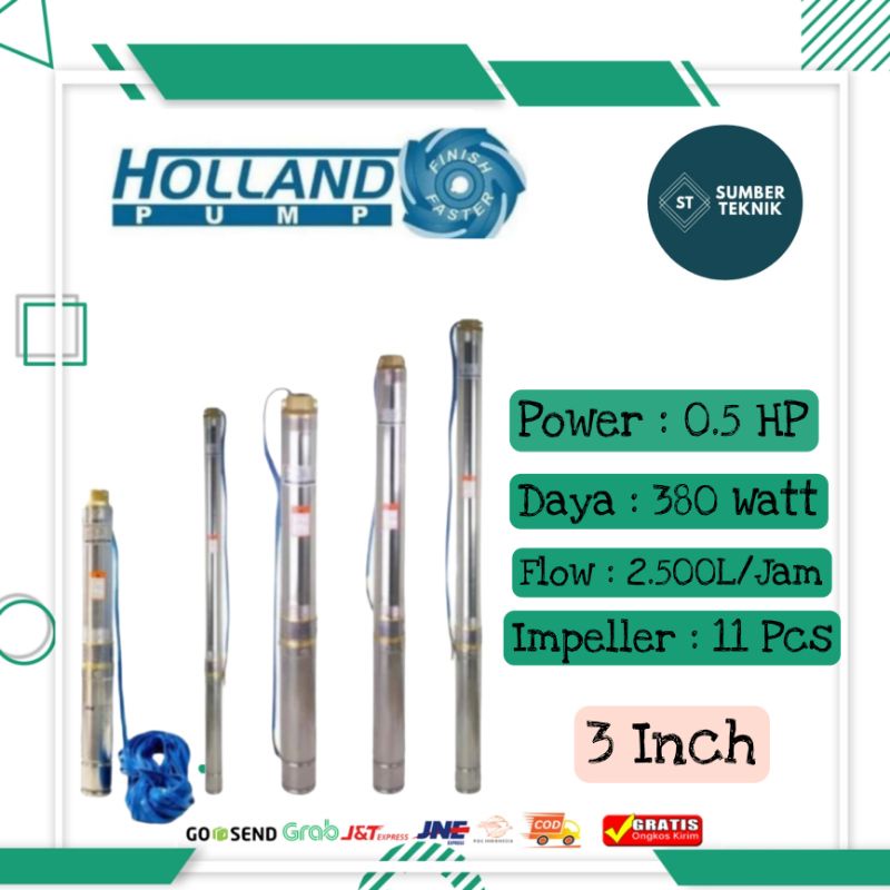 Pompa Satelit Sumur Bor / Submersible Pump HOLLAND 3 Inch 0.5 Hp 40M