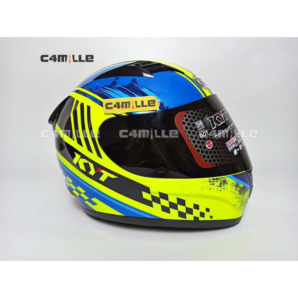 HELM KYT R10 MOTIF #4 YELLOW FLUO BLUE FULL FACE | Shopee