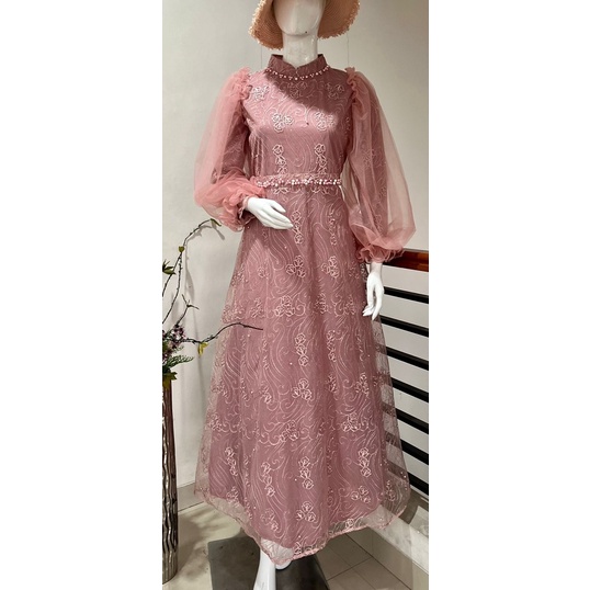 Dress Brukat Emily / Dress Balon mutiara / Baju lebaran / Dress Lebaran emily queen
