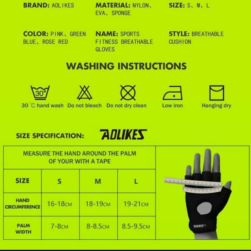 Aolikes 112 half finger weight lifing gym fitness glove