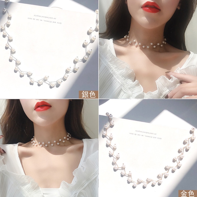 Kalung Choker Desain Bintang Aksen Mutiara Gaya Korea