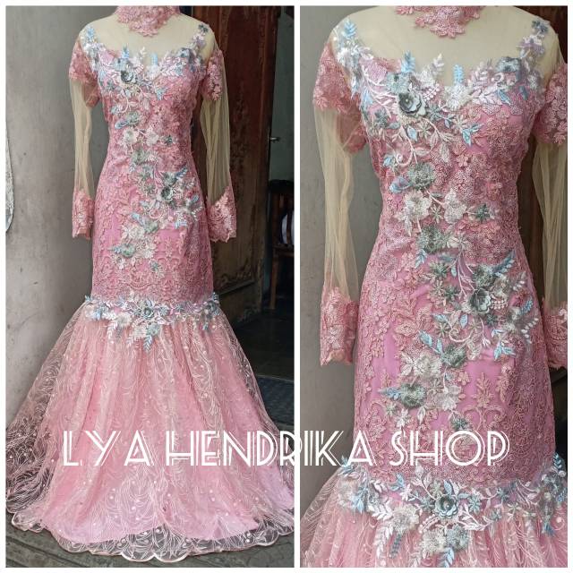 Baju pengantin duyung pink.3D