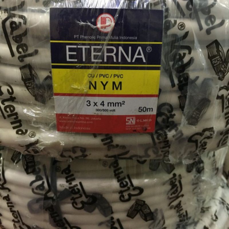 Kabel NYM 3x4 Eterna / Kabel Kawat PERMETER Tembaga Eterna isi 3 Besar