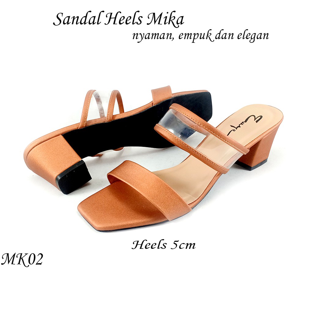 SANDAL HAK WANITA DOUBLE STRIP MK02