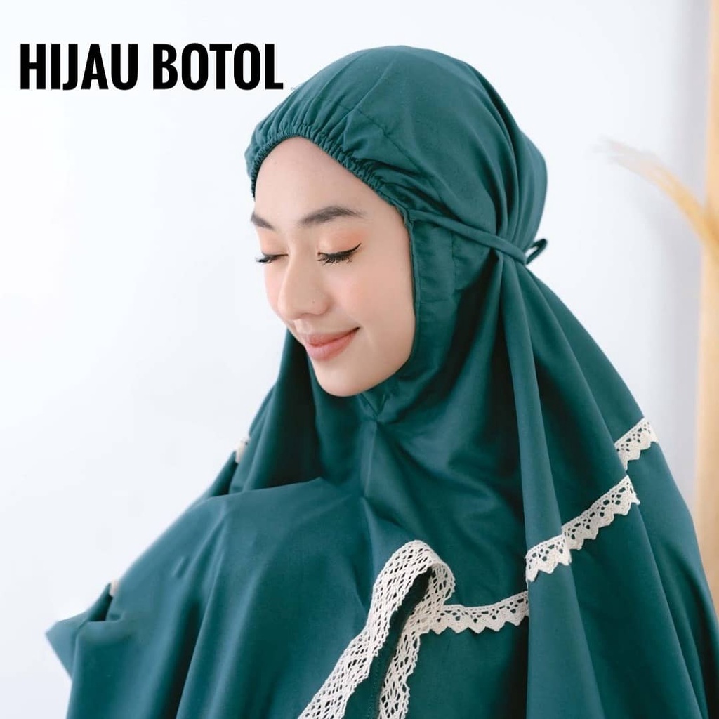 Mukena katun rosella Premium Raissa renda rajut / mukena bali katun micro polos by zamia premium