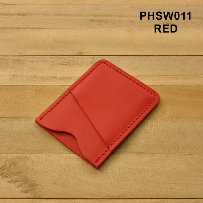 slim wallet dompet kartu simple kulit asli - dompet simpel warna merah