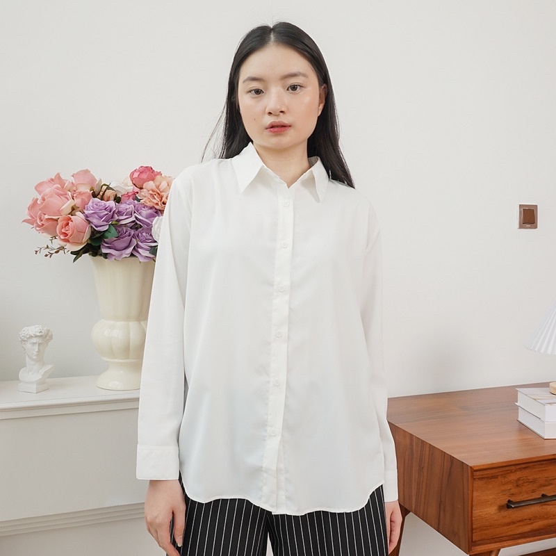 Bianca Top B2316 - SONIA / Kemeja Wanita Chiffon Premium Korea / Kemeja Wanita Sifon Lengan Panjang / Kemeja Wanita Premium / Basic sifon kemeja wanita BEST SELLER-4
