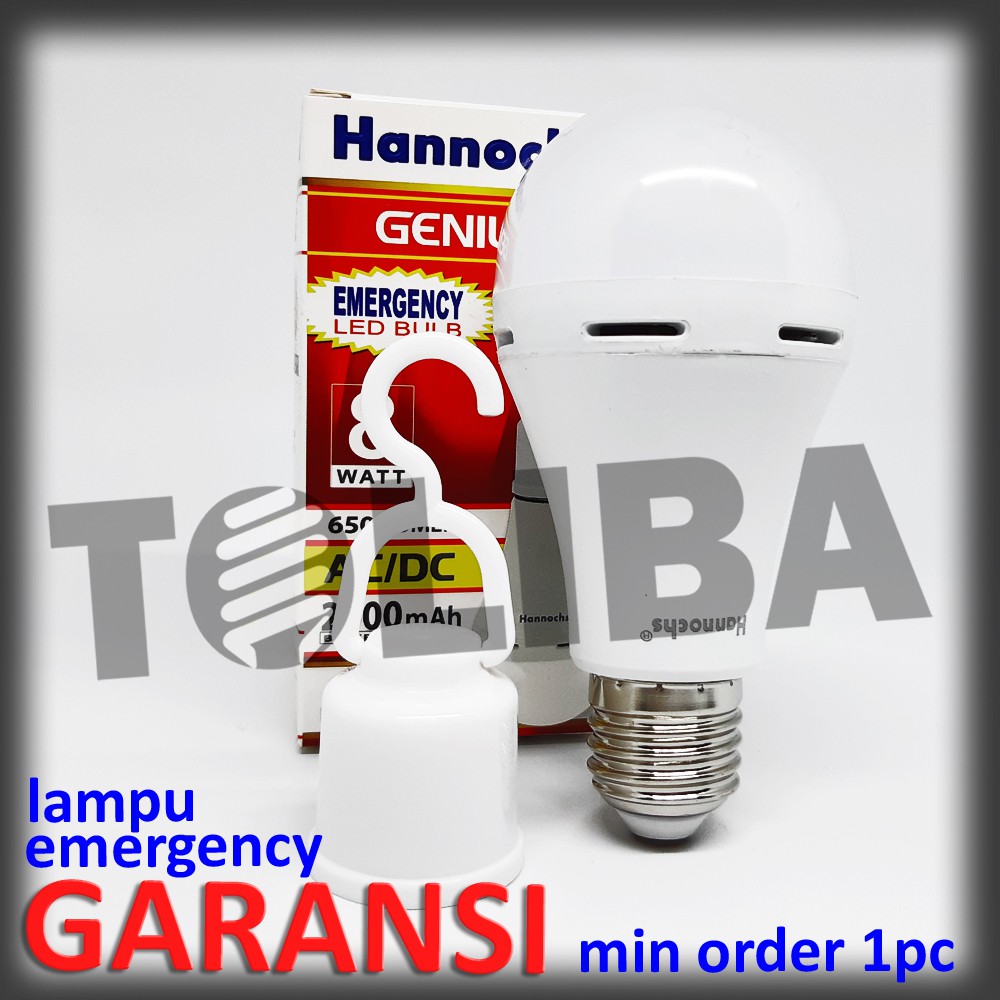 lampu led hannochs emergency 8watt 8w putih sni