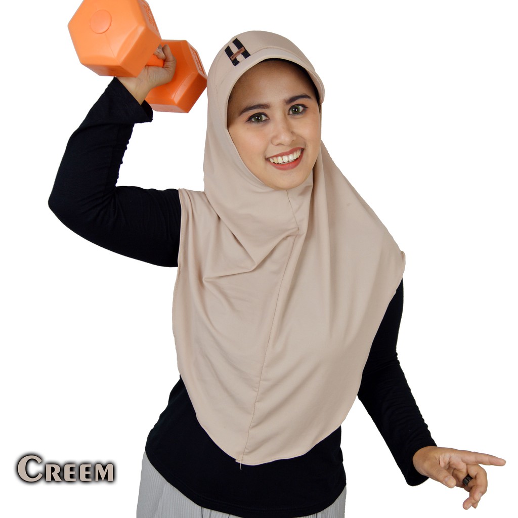 DAFFA moeslem/HIJAB SPORTY/KERUDUNG TOPI JERSI-Creem