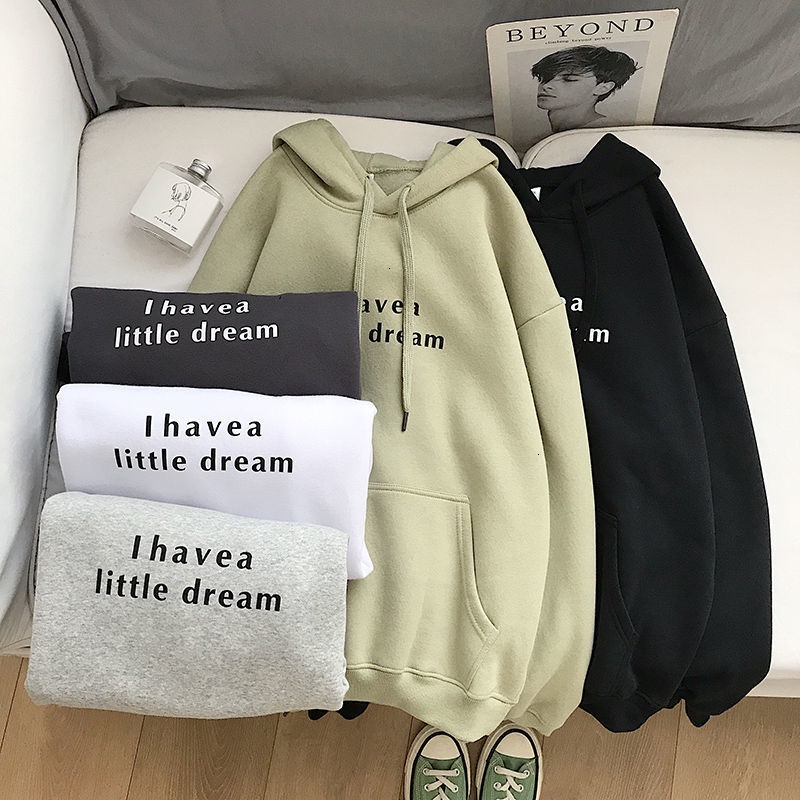 IvannaCollection Sweater Hoodie Wanita dan Pria Unisex I Have a Little Dream Bahan Fleece Tebal