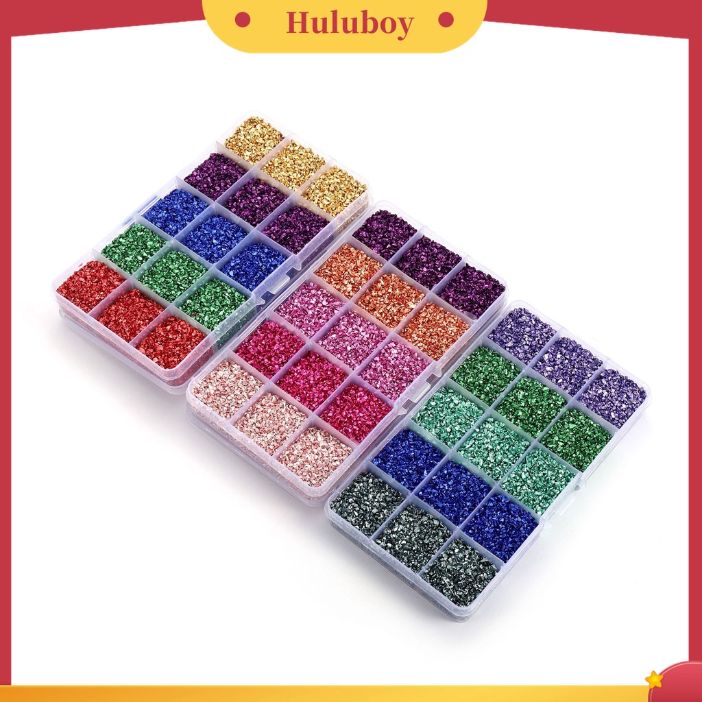 Huluboy Huluboy♡ 1 Kotak Berlian Imitasi Sequin Glitter Fragment Warna Untuk Dekorasi Nail Art