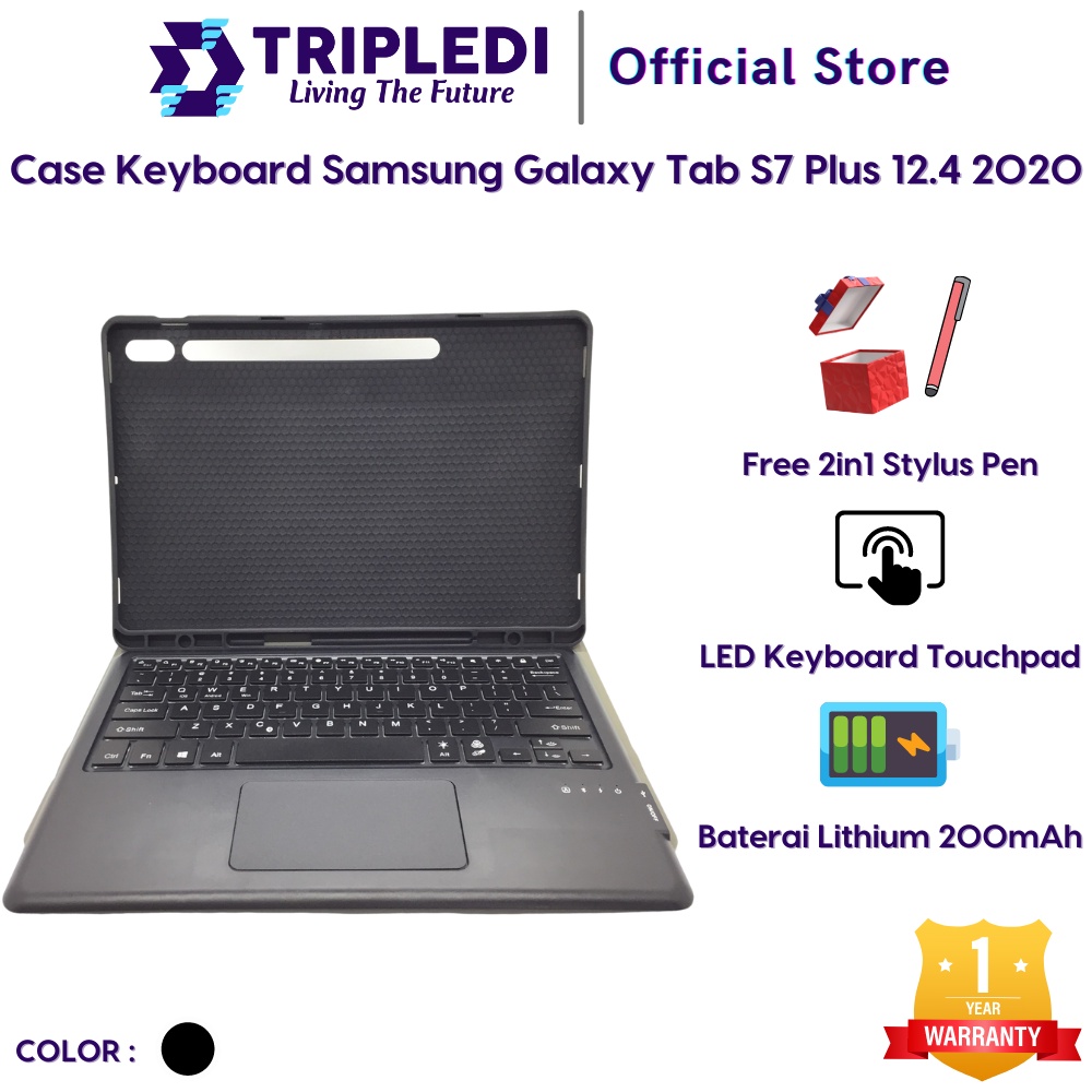 tripledi case keyboard samsung galaxy tab s7 plus t970 t975 t976b 12 4 2020 touchpad leather flip bt