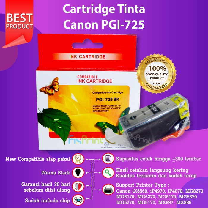 Cartridge Tinta PGI 725 CLI 726 Canon MX886 MX897 MG5170 iP4870 iX6560