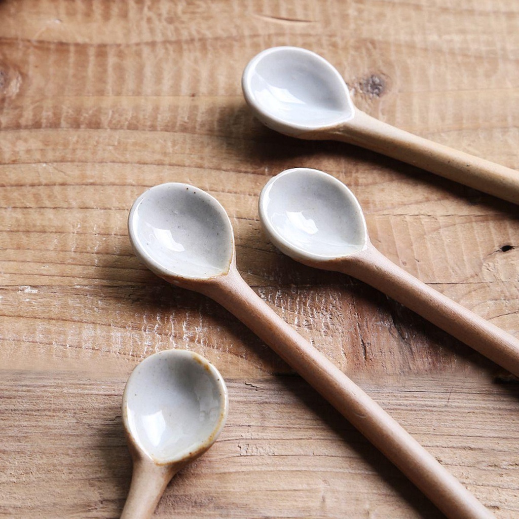 [Elegan] Sendok Kopi Aduk Makan Bayi Gaya Jepang Alat Makan Sendok Garpu Keramik