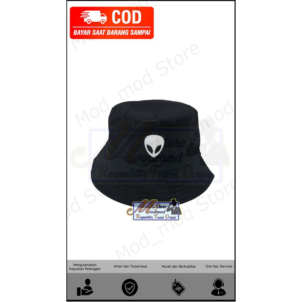 TOPI BUCKET DEWASA BORDIR ALIENS / TOPI BUCKET CEWEK / TOPI BUCKET DEWASA PRIA - Mod_mod Store