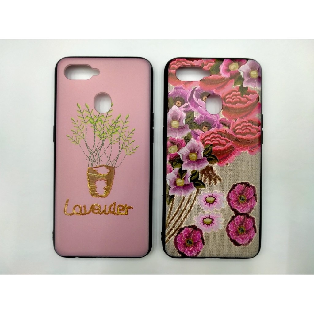Case Bordir Flower Oppo A5S A7 A12 A11k A15 A15S A37 NEO 9 Motif Timbul 3D Bunga