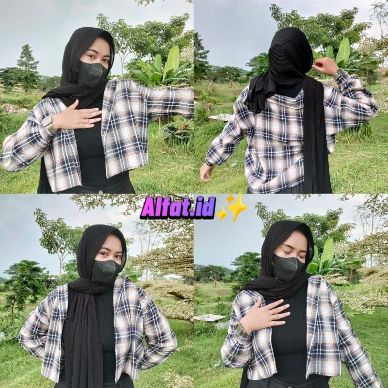 crop top tartan / crop top flanel / kemeja crop wanita-Motif 27