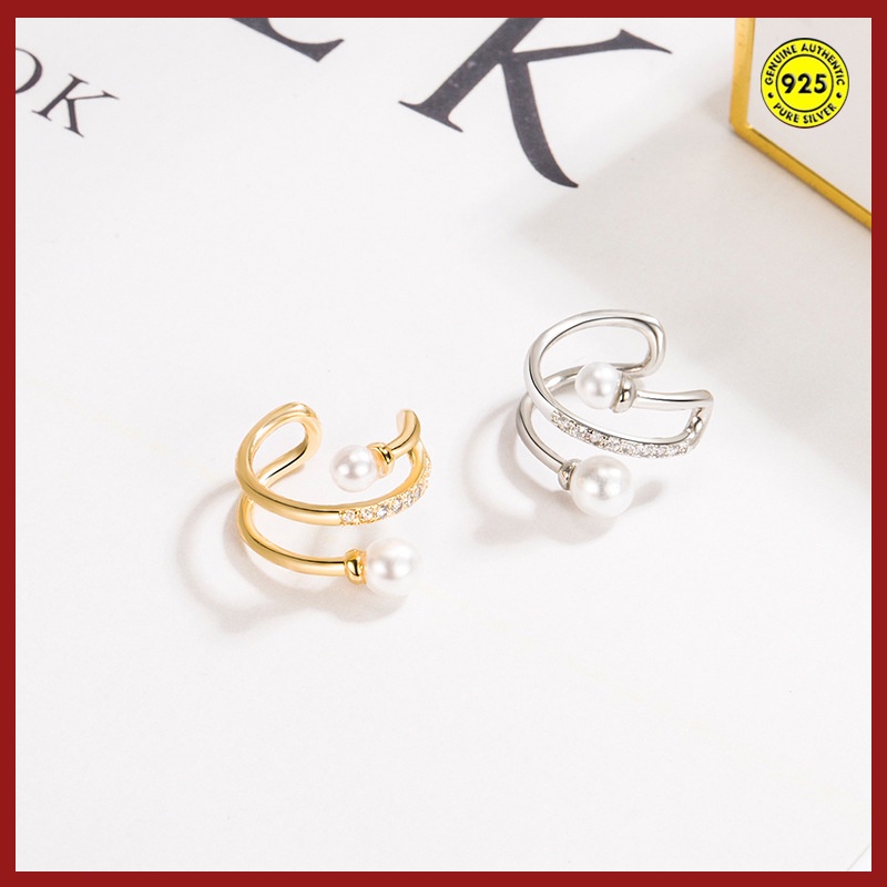 Anting Klip Tanpa Tindik Aksen Mutiara Gaya Vintage Perancis