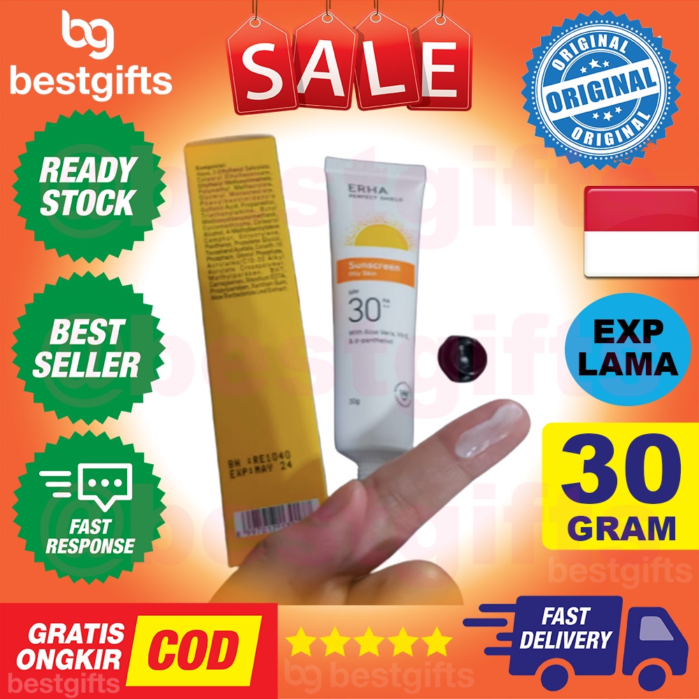 ERHA PERFECT SHIELD SUNSCREEN OILY SKIN SPF 30 PA++ ALOE VERA SUN SCREEN LOTION KULIT BERMINYAK 30 GRAM