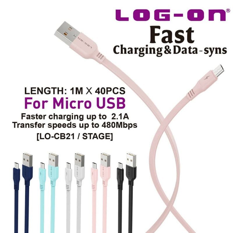 Kabel Data LOG-ON LO-CB21 USB Micro 1TOPLES isi 40PCS Kabel Charger LOG ON LO-CB21 Micro PERTOPLES Kabel Casan LOG-ON LOCB21 USB Android Micro PERTOPLES ORIGINAL