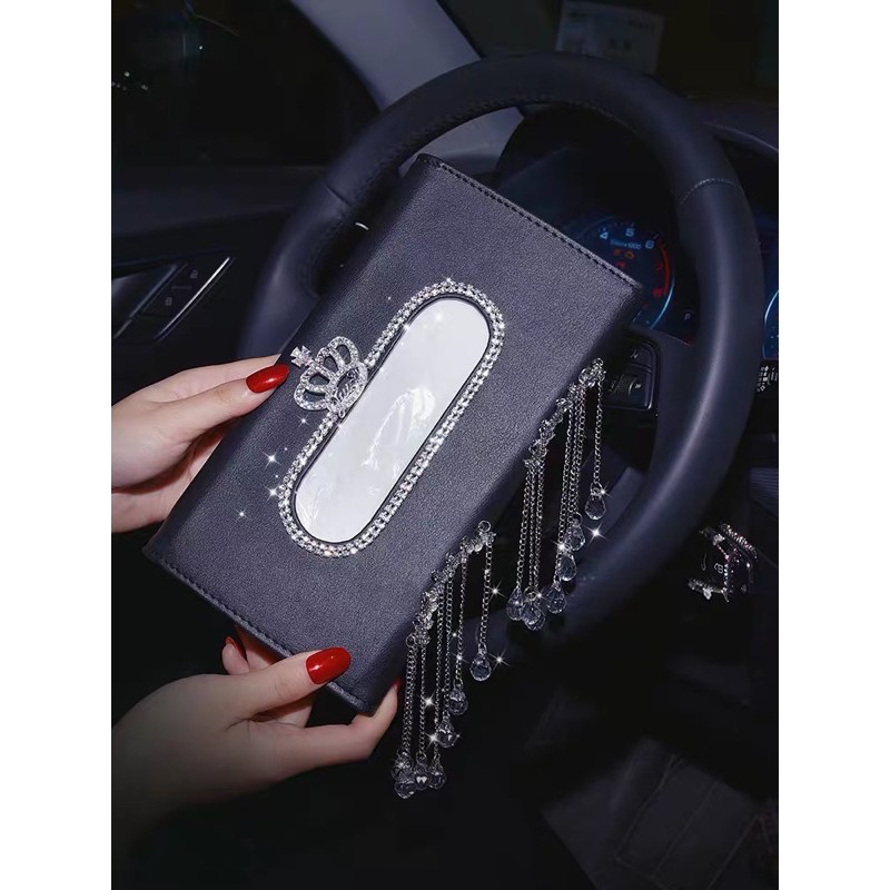 tempat tissue mobil kotak tissue mobil sunvisor mahkota KULIT MOTIF SILANG KOTAK TISSUE Tisu Jepit Sunvisor Slot Pintu atau Kantong Belakang Jok Mobil