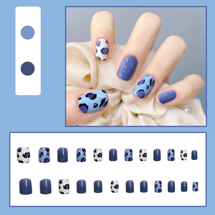 24 Pcs Patch Kuku Palsu Dapat Dilepas Tahan Air Motif Api Bebek Mandarin Untuk Nail Art