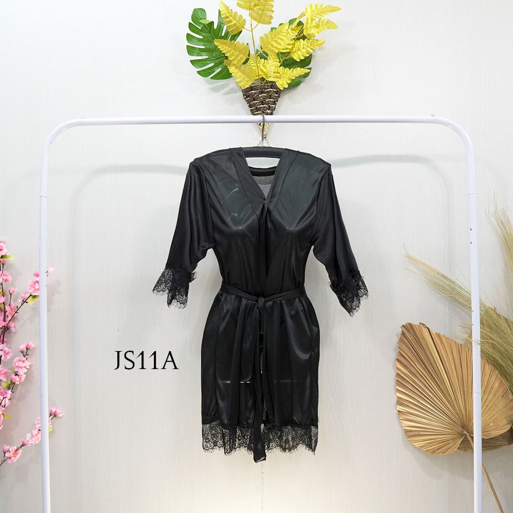 [READY STOCK] BAJU TIDUR SEXY LINGERIE JUMBO KIMONO WANITA BIG SIZE HITAM JS11A