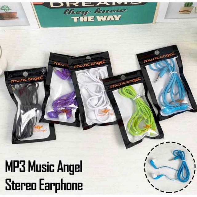 Headset Music Angel Non Mic Earphone Super Bass Handsfree Kabel Stereo Jack 3.5mm Murah Promo Sen