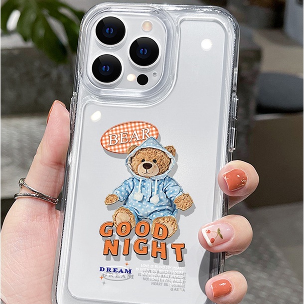 Soft Case Silikon TPU Transparan Motif Kartun Beruang Untuk IPhone 14 13 12 11 Pro X XR XS Max SE 6 6S 7 8 Plus