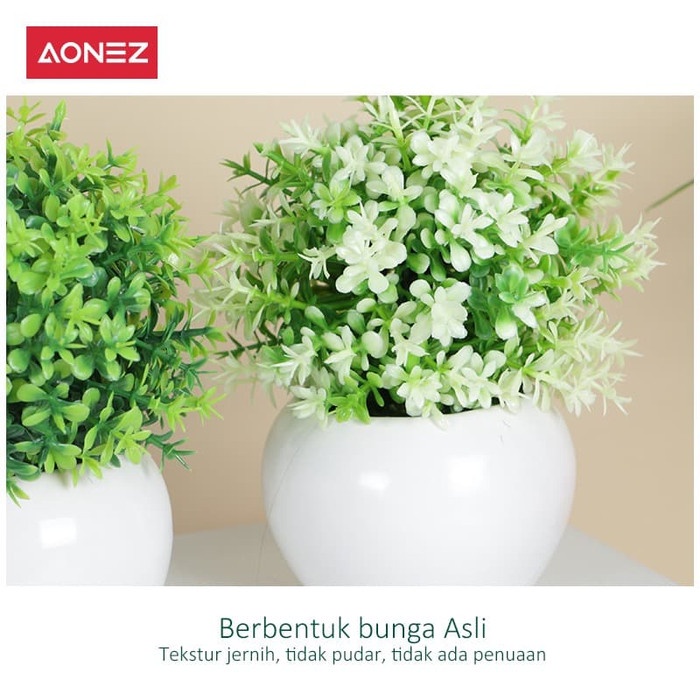 ws0411w Aonez Bunga Milan Kecil Hias Dengan Keramik Pot Bunga, Bunga Buatan - Putih Ef0022