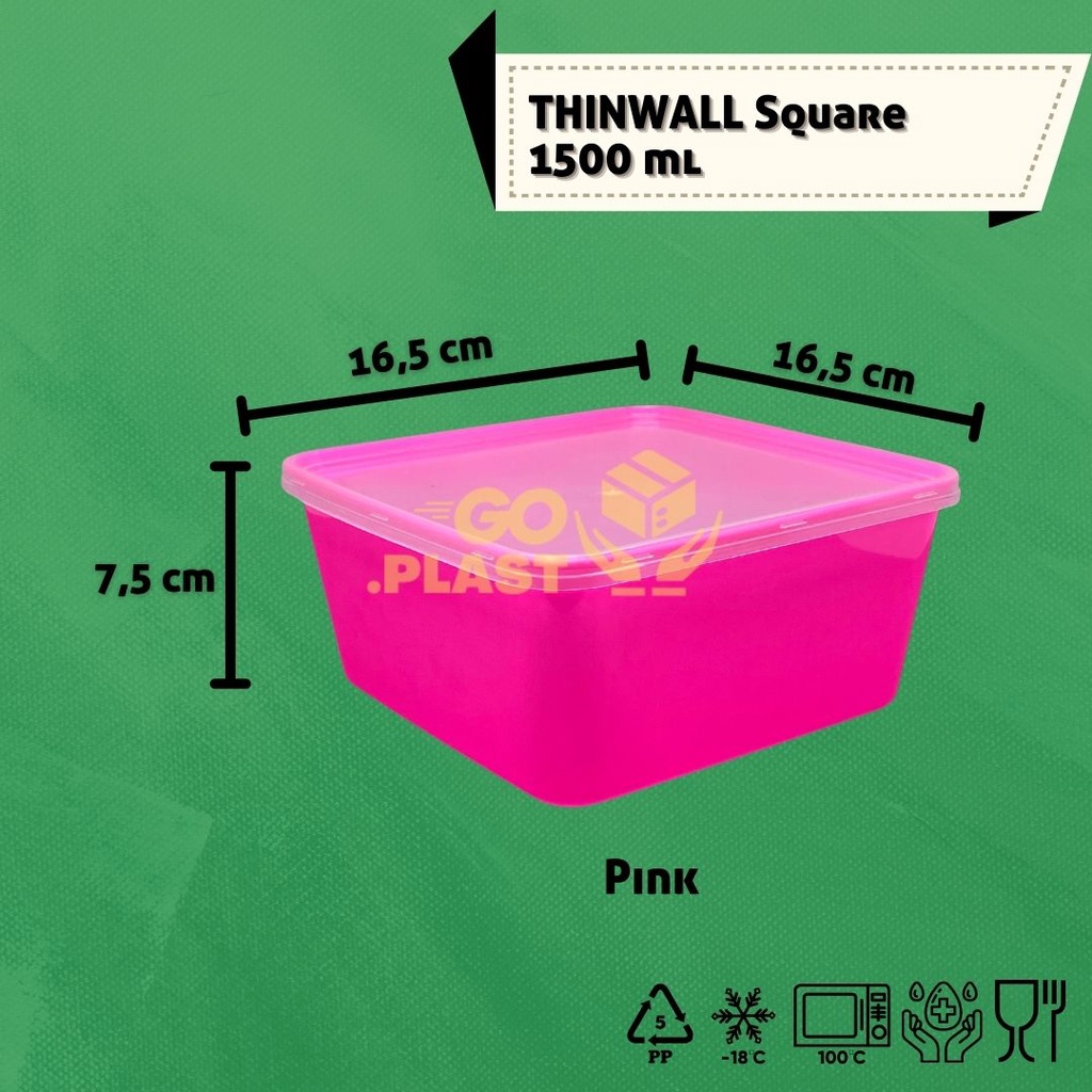 THINWALL 1500 ML WARNA / KOTAK MAKAN PLASTIK 1500 ML WARNA ISI 6 PCS