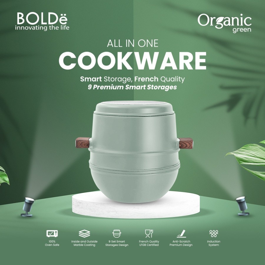 BOLDe Organic Green All In One 9 in 1 cookware