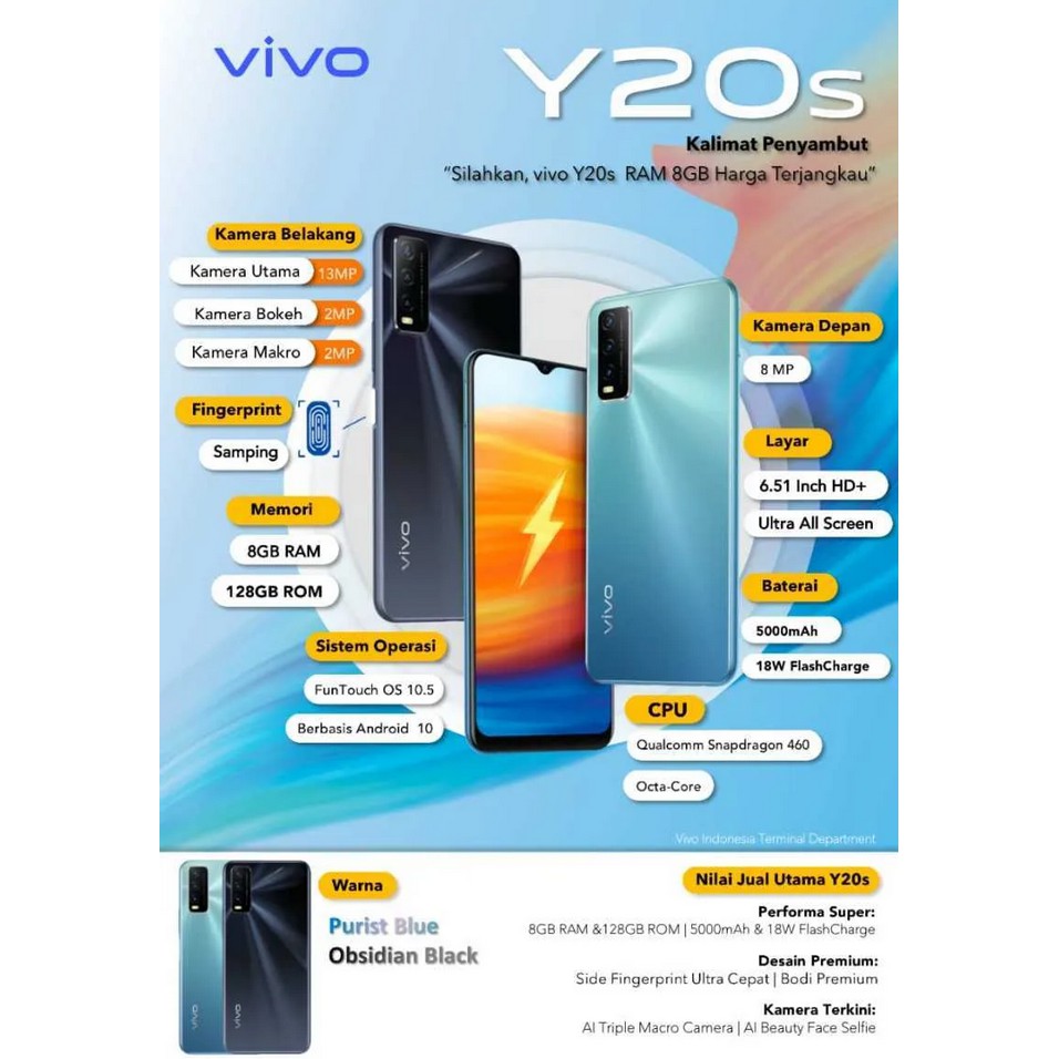 VIVO Y20S RAM 8/128GB GARANSI RESMI | Shopee Indonesia