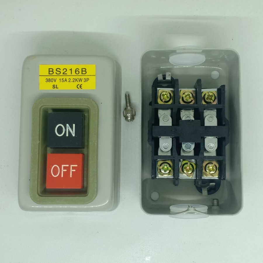 Power Push Button Switch ON OFF BS216B 3P 15A 2.2kW 500V BS-216B