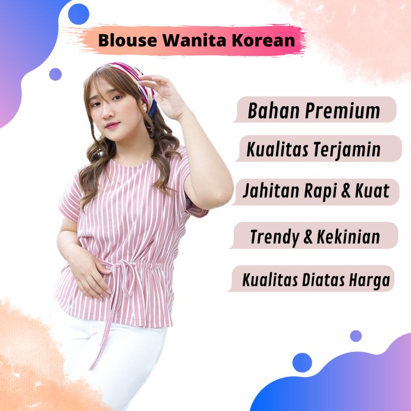 Blouse wanita Korea Kekinian blouse crinkle wanita Baju Atasan Kaos Wanita Oversize Premium Lengan P