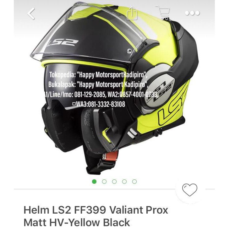 HELM MODULAR LS2 ORIGINAL FRANCE FF399 VALIANT PROX MATT HVYELLOWBLACK