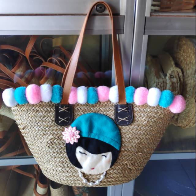 Tas pompo mendong/ tas mendong pompom