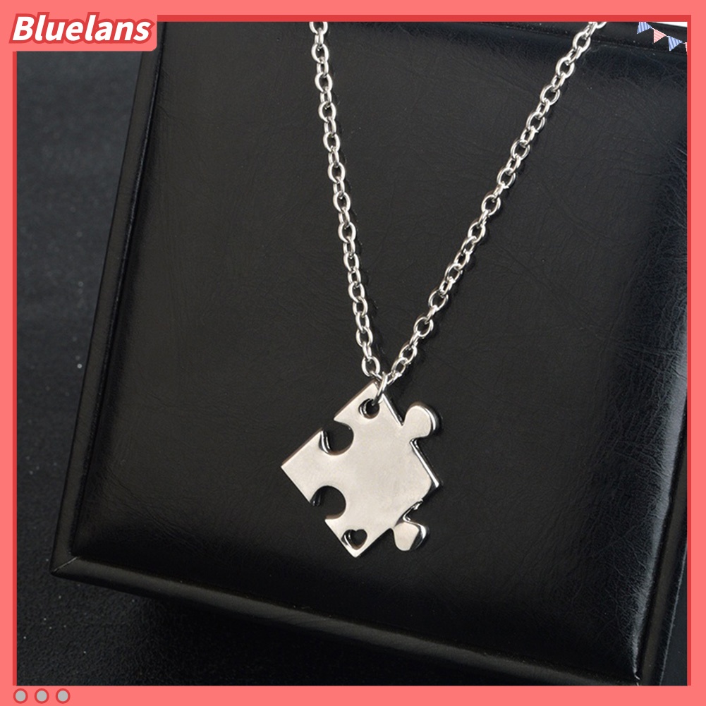 Bluelans 4 Pcs Kalung Rantai Liontin Puzzle Jigsaw Interlocking Untuk Hadiah Teman Keluarga