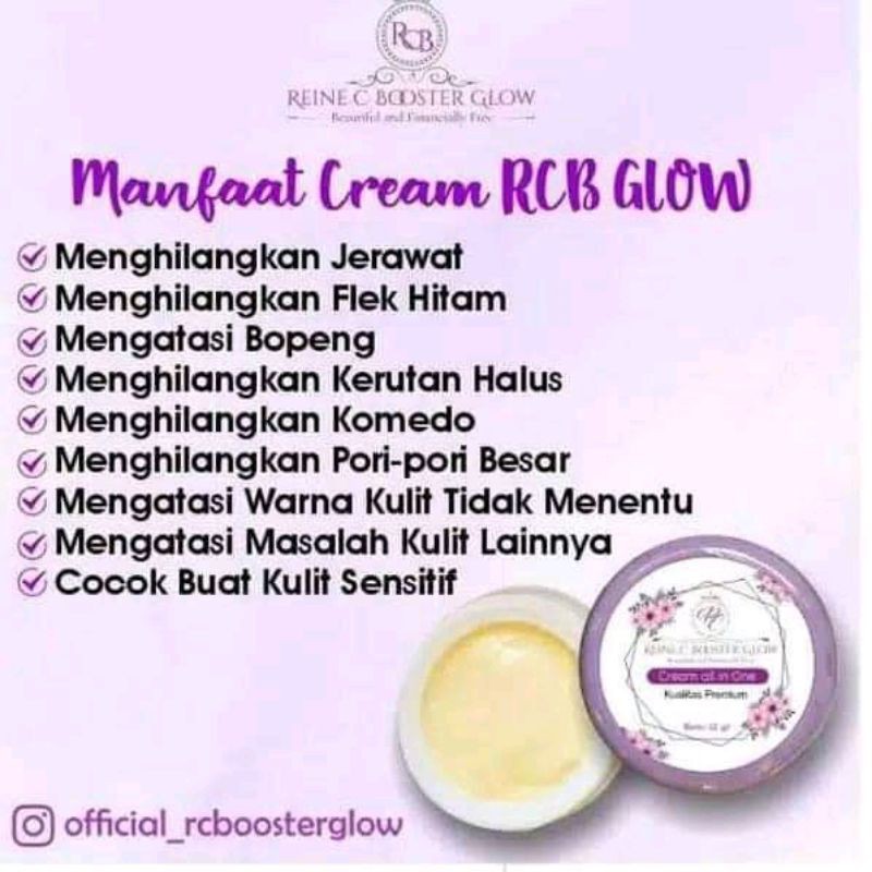 ORIGINAL BPOM CREAM RCB GLOW COSMETIC/CREAM ALL IN 1 (KEMASAN BARU)