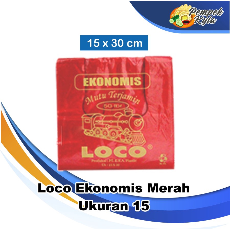 Kantong Plastik Kresek Loco Ekonomis 15 x 30 Merah isi 50 lembar