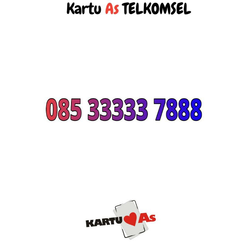 nomor cantik telkomsel kartu as 33333 7 888