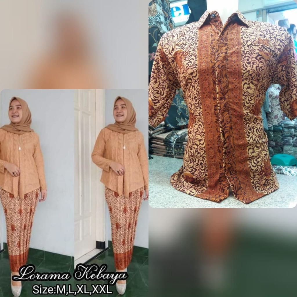 couple set kebaya brukat floy dan kemeja hem pendek terlarisss